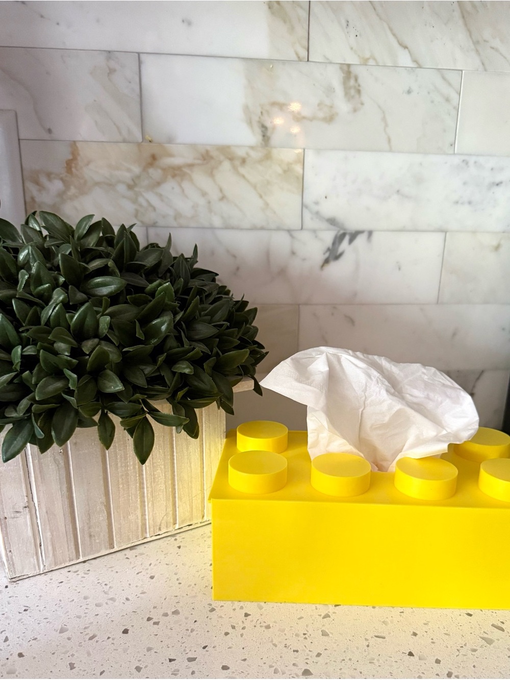 YELLOW LEGO inspired tissue box brick box